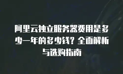 阿里云独立服务器费用是多少一年的多少钱？全面解析与选购指南