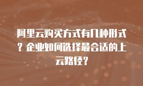 阿里云购买方式有几种形式？企业如何选择最合适的上云路径？