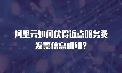 阿里云如何获得返点服务费发票信息明细？