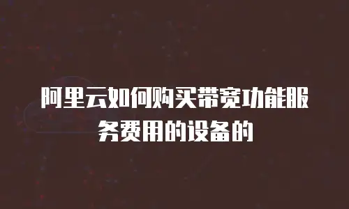 阿里云如何购买带宽功能服务费用的设备的