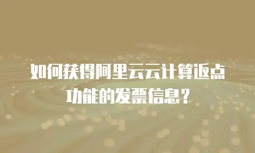 如何获得阿里云云计算返点功能的发票信息？