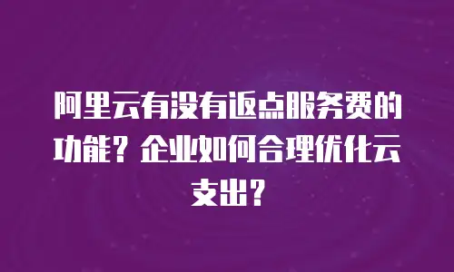 阿里云有没有返点服务费的功能？企业如何合理优化云支出？