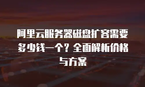 阿里云服务器磁盘扩容需要多少钱一个？全面解析价格与方案