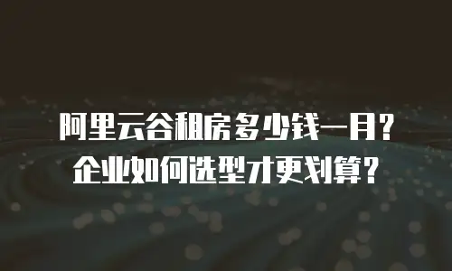 阿里云谷租房多少钱一月？企业如何选型才更划算？