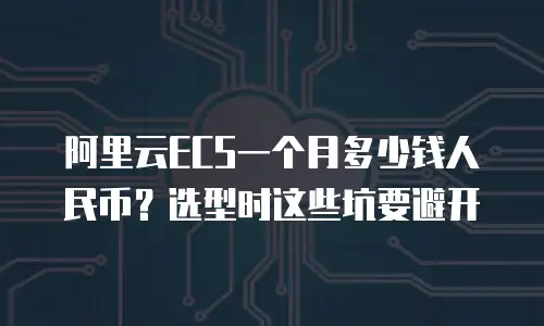 阿里云ECS一个月多少钱人民币？选型时这些坑要避开
