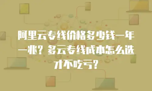 阿里云专线价格多少钱一年一兆？多云专线成本怎么选才不吃亏？