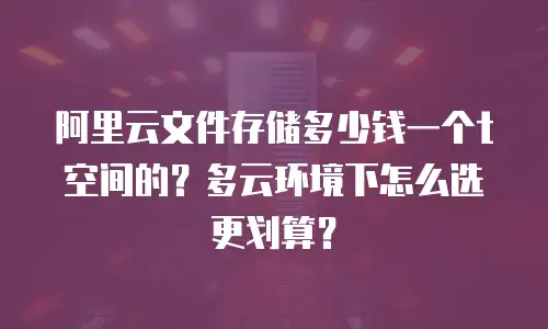 阿里云文件存储多少钱一个t空间的？多云环境下怎么选更划算？