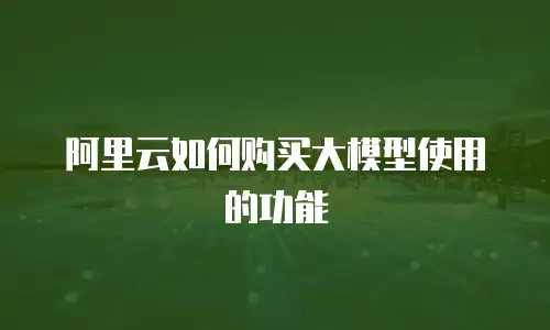 阿里云如何购买大模型使用的功能