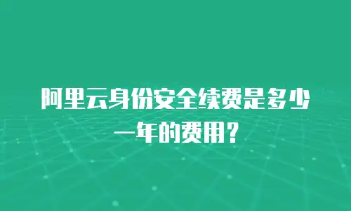 阿里云身份安全续费是多少一年的费用？