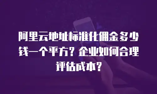 阿里云地址标准化佣金多少钱一个平方？企业如何合理评估成本？