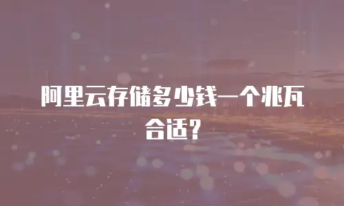 阿里云存储多少钱一个兆瓦合适？