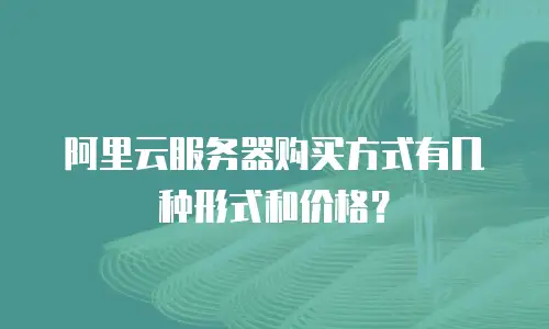 阿里云服务器购买方式有几种形式和价格？