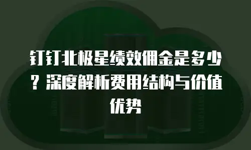 钉钉北极星绩效佣金是多少？深度解析费用结构与价值优势