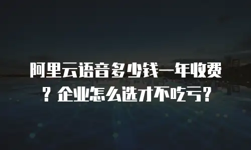 阿里云语音多少钱一年收费？企业怎么选才不吃亏？