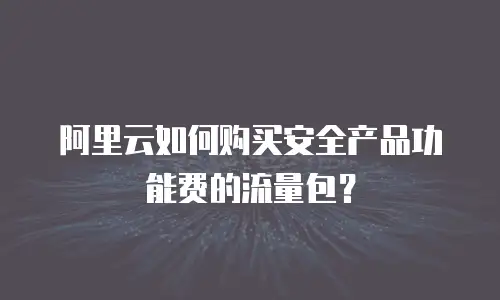 阿里云如何购买安全产品功能费的流量包？
