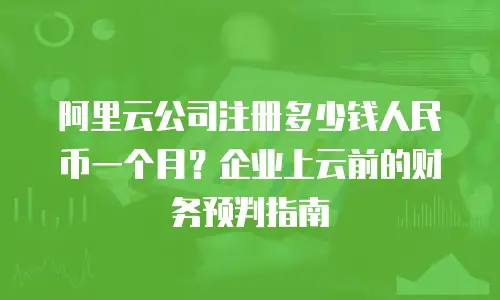 阿里云公司注册多少钱人民币一个月？企业上云前的财务预判指南
