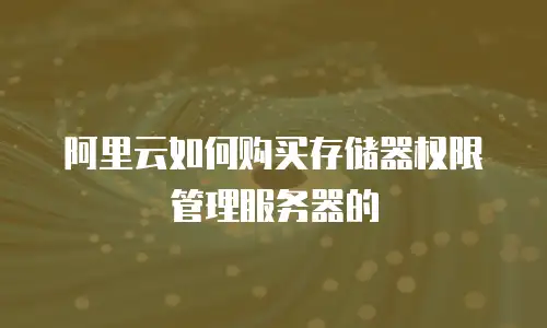 阿里云如何购买存储器权限管理服务器的