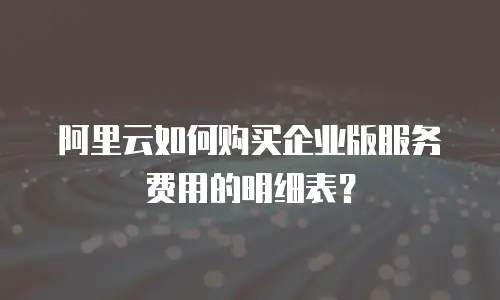 阿里云如何购买企业版服务费用的明细表？