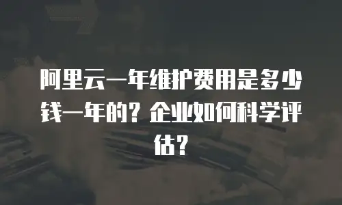 阿里云一年维护费用是多少钱一年的？企业如何科学评估？