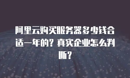 阿里云购买服务器多少钱合适一年的？真实企业怎么判断？