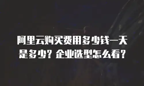阿里云购买费用多少钱一天是多少？企业选型怎么看？