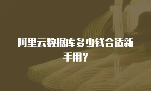 阿里云数据库多少钱合适新手用？
