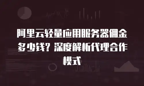 阿里云轻量应用服务器佣金多少钱？深度解析代理合作模式
