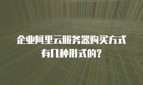 企业阿里云服务器购买方式有几种形式的？