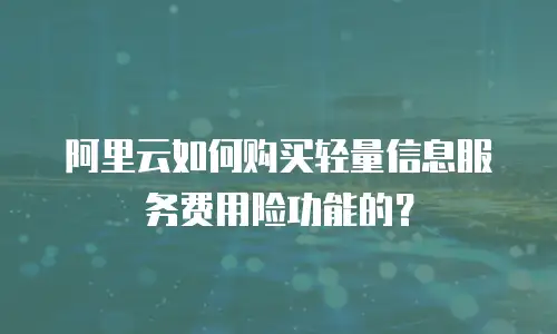 阿里云如何购买轻量信息服务费用险功能的？
