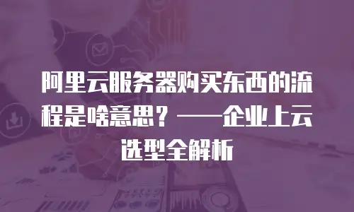 阿里云服务器购买东西的流程是啥意思？&mdash;&mdash;企业上云选型全解析