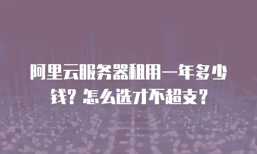 阿里云服务器租用一年多少钱？怎么选才不超支？