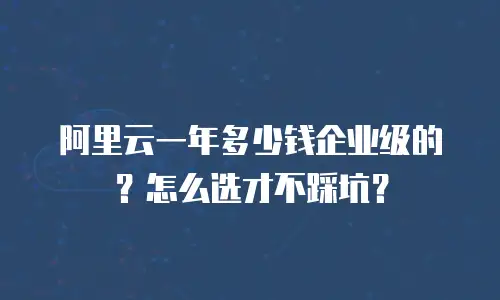 阿里云一年多少钱企业级的？怎么选才不踩坑？
