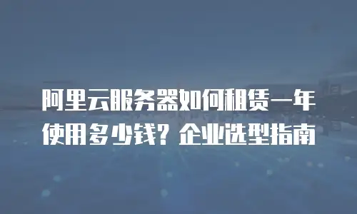 阿里云服务器如何租赁一年使用多少钱？企业选型指南