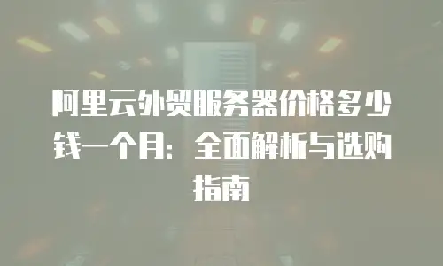 阿里云外贸服务器价格多少钱一个月：全面解析与选购指南