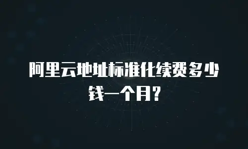 阿里云地址标准化续费多少钱一个月？