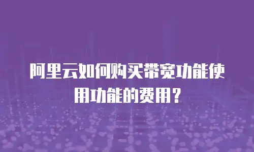 阿里云如何购买带宽功能使用功能的费用？
