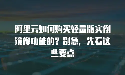 阿里云如何购买轻量版实例镜像功能的？别急，先看这些要点