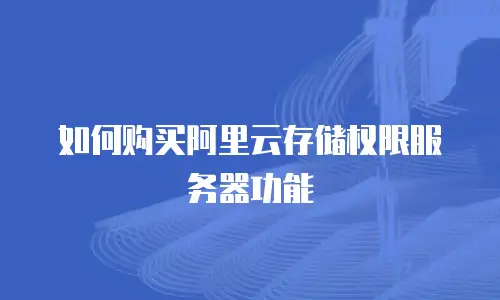 如何购买阿里云存储权限服务器功能