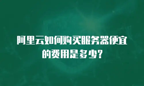 阿里云如何购买服务器便宜的费用是多少？