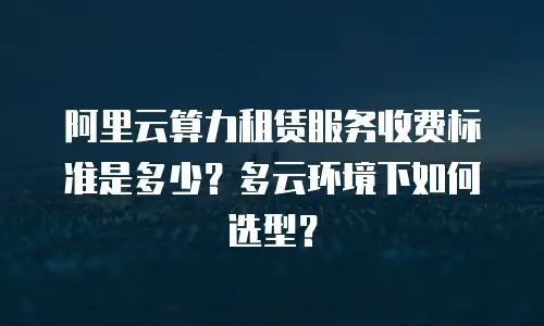 阿里云算力租赁服务收费标准是多少？多云环境下如何选型？