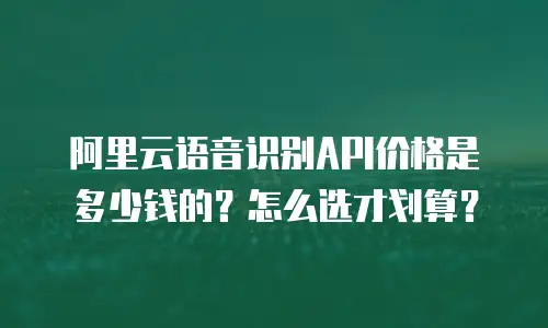 阿里云语音识别API价格是多少钱的？怎么选才划算？