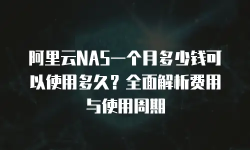 阿里云NAS一个月多少钱可以使用多久？全面解析费用与使用周期