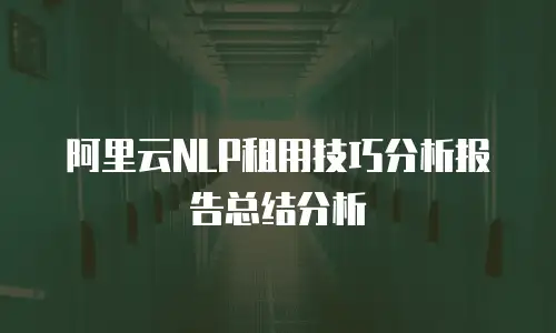 阿里云NLP租用技巧分析报告总结分析