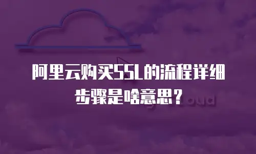 阿里云购买SSL的流程详细步骤是啥意思？