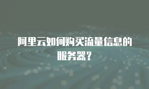阿里云如何购买流量信息的服务器？