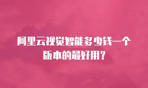 阿里云视觉智能多少钱一个版本的最好用？