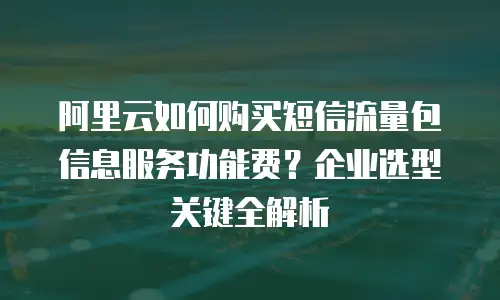 阿里云如何购买短信流量包信息服务功能费？企业选型关键全解析
