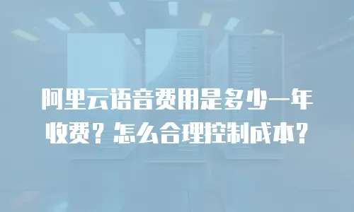 阿里云语音费用是多少一年收费？怎么合理控制成本？