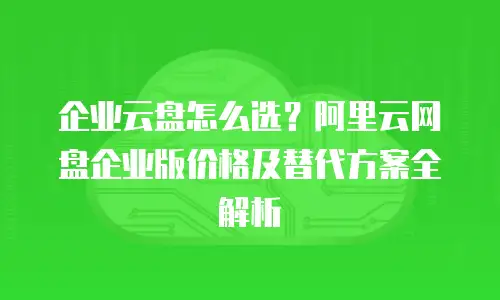 企业云盘怎么选？阿里云网盘企业版价格及替代方案全解析