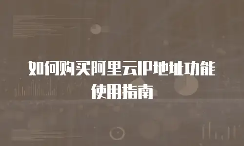 如何购买阿里云IP地址功能使用指南